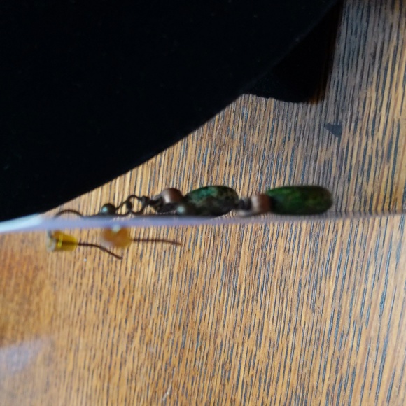 NWOT jasper stone fish hook drop earrings #45 - Picture 4 of 6